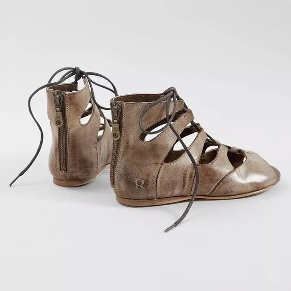 NIB Roan Bed Stu Winnie 7 37 Lace Up Gladiator Distressed Leather Sandal Taupe - Picture 4 of 11
